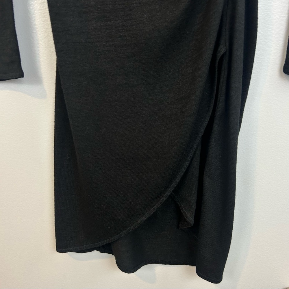 Wilfred Free Aritzia Black Long Sleeve Wrap Ruched Midi Dress Size Small - Picture 7 of 13